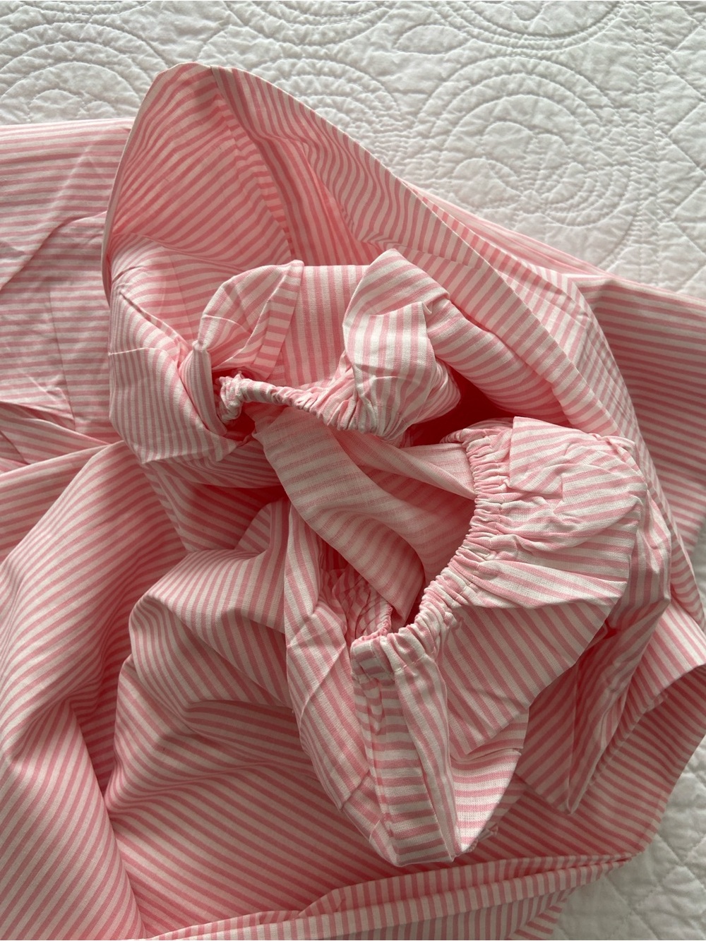 Tessitura Toscana Telerie King Set Sheets And Pillowcases Stripe Pink White NEW - Picture 6 of 14